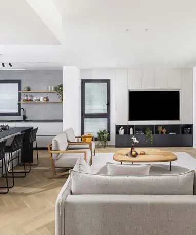 עיצוב דירת קבלן 4 חדרים, מבט לסלון