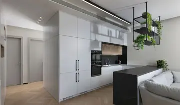 מטבח מודרני עם אי שחור